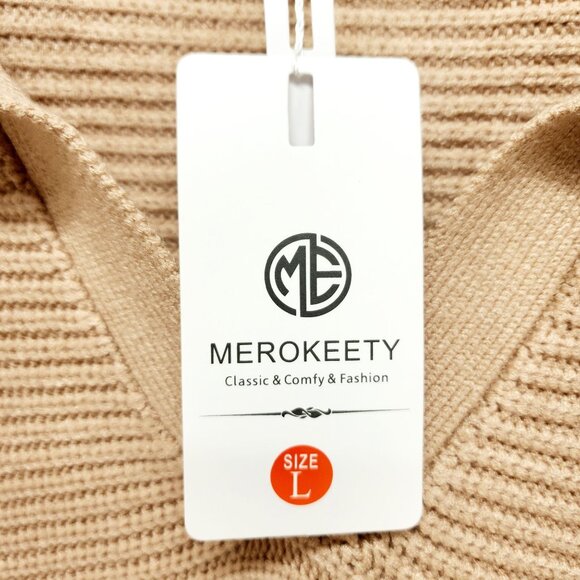 Merokeety Women Long Sleeve V-Neck  Neck Loose Oversized  Tunic Top brown Size L - Picture 5 of 13